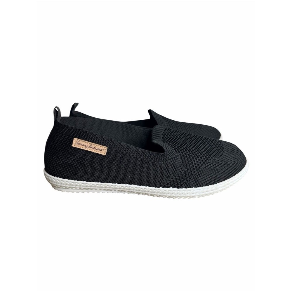 Women's Tommy Bahama Knit Slip On Memory Foam Boat Shoe Sneaker size 9.5 Black